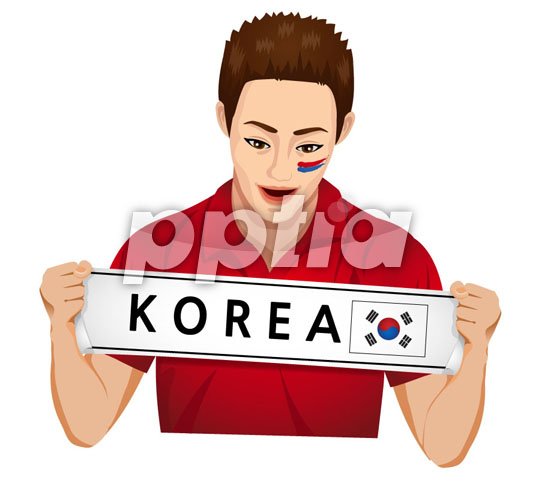 수건들고 응원하는 남성 이미지 미리보기