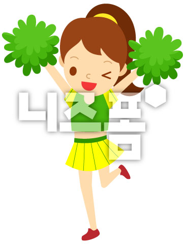 초록색응원복을입은치어리더 이미지 미리보기
