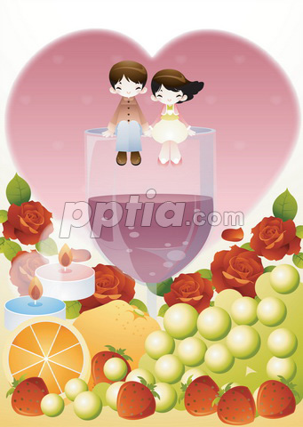 와인잔에 앉아있는 커플 이미지 미리보기