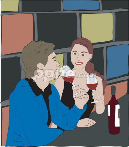 와인을 마시는 커플 이미지 미리보기