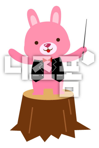 지휘하는분홍색토끼 이미지 미리보기