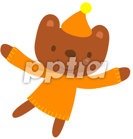 주황색 옷입은 갈색 곰 이미지 미리보기