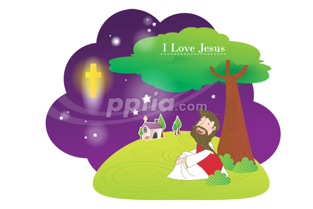 나무 앞에 앉아있는 예수님 이미지 미리보기