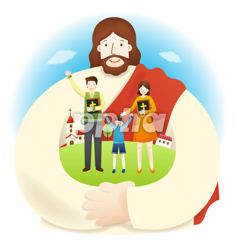 가족을안고있는예수님 이미지 미리보기