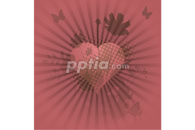 붉은 하트와 문양들 이미지 미리보기