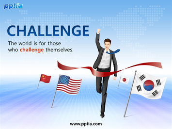 비즈니스맨과 국기 PPT 템플릿 미리보기
