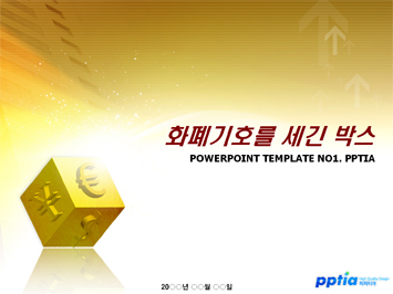 화폐기호를 세긴 박스 PPT 템플릿 미리보기