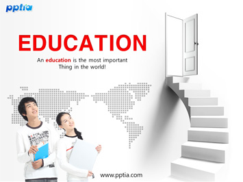 계단과 학생 PPT 템플릿 미리보기