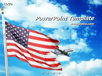 미국국기와 비행기 PPT 템플릿 미리보기