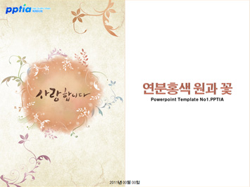 연분홍색 원과 꽃 PPT 템플릿 미리보기