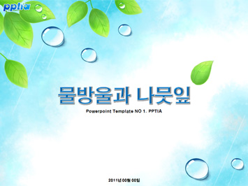 물방울과 나뭇잎 PPT 템플릿 미리보기