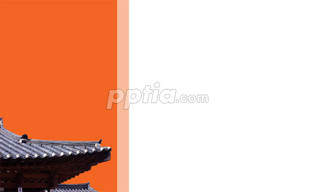 주황색 배경과 전통가옥 이미지 미리보기