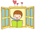 창문과 책읽는 아이 템플릿