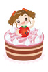 딸기케이크와 여자아이 템플릿