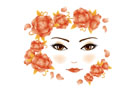 꽃으로 둘러싸인 여성의 얼굴 템플릿