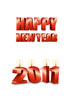 2011년 양초와 Happy New Year 글자 템플릿