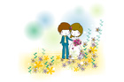 꽃밭의 신혼부부 템플릿