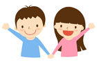 손들고있는 남자아이와 여자아이 템플릿