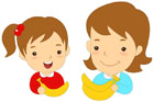 바나나들고있는아이와엄마 템플릿