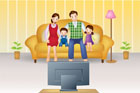 TV 보는 가족 템플릿