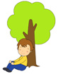 나무밑에서 쉬는 남자아이 템플릿