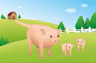 돼지와 새끼들이 걷는 모습 템플릿