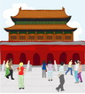 중국의 자금성과 관광객 템플릿
