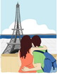 프랑스 에펠탑과 커플 템플릿