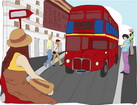 영국 이층버스와 관광객 템플릿