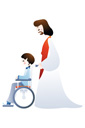 휠체어 탄 어린이와 예수님 템플릿