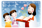 칠판 앞의 예수님과 아이들 클립아트/이미지
