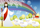 칠판 앞의 예수님과 아이들 클립아트/이미지
